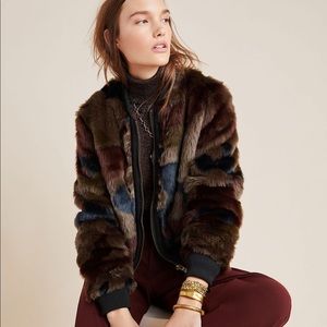 ANTHRO Marrakech Camo Faux Fur Bomber Jacket 🤎💚